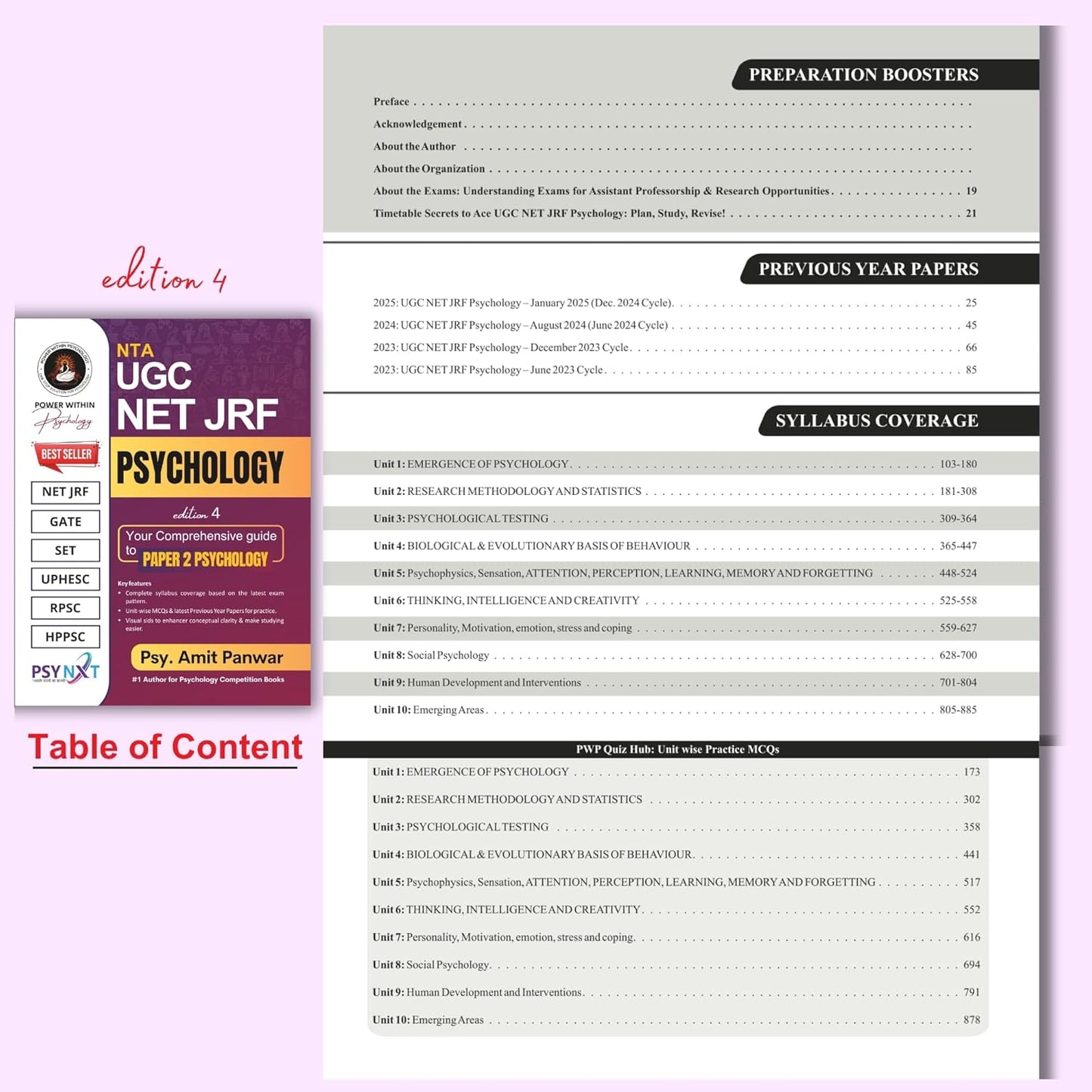 PWP NTA UGC NET JRF Psychology Paper 2 Book - SET - UPHESC - New and Updated Edition 3, 2024 (Complete Syllabus with Question Bank included)