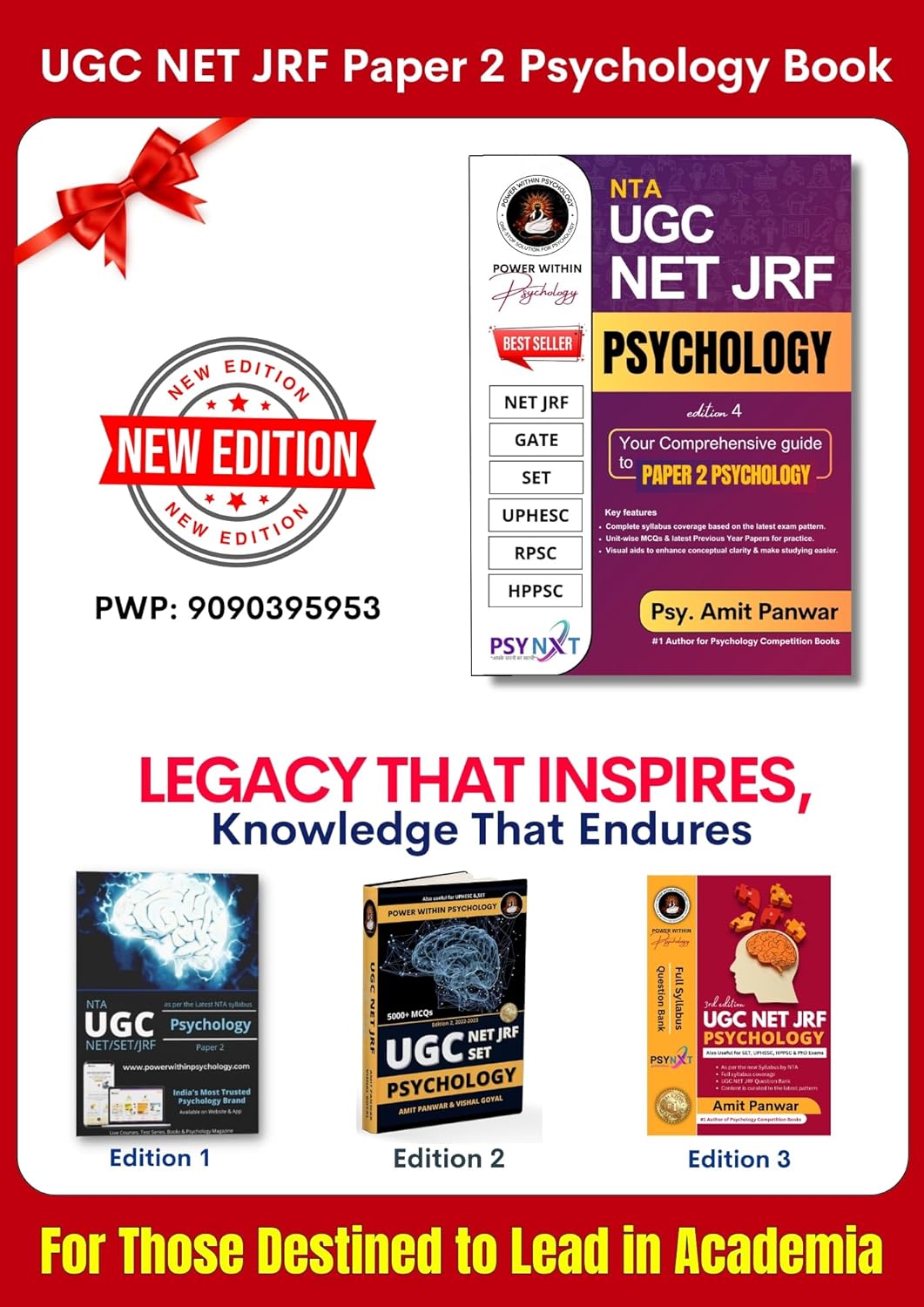 PWP NTA UGC NET JRF Psychology Paper 2 Book - SET - UPHESC - New and Updated Edition 3, 2024 (Complete Syllabus with Question Bank included)
