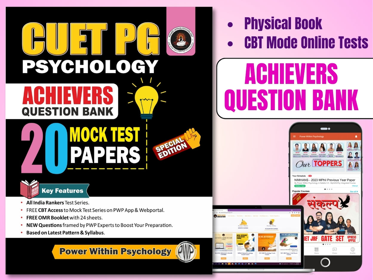 PWP NTA CUET PG Psychology Achievers Test Series | 20 Mock Test Papers | CUET PG Psychology Entrance Exam Book 2025 Question Bank